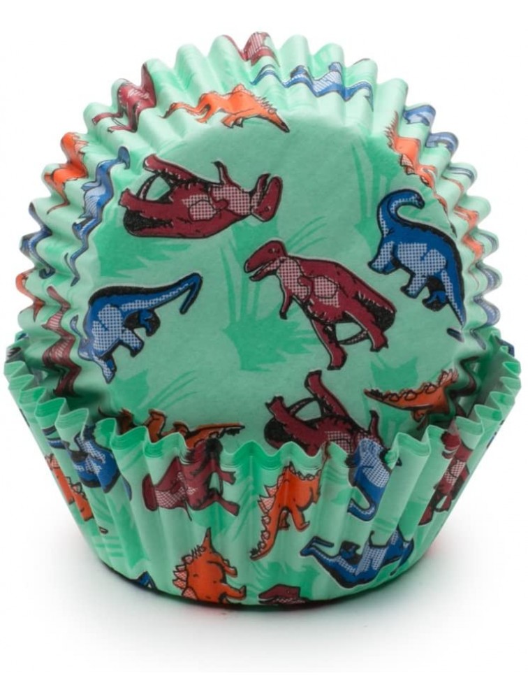 Fox Run Dinosaur Disposable Bake Cups Pack of 50 3 x 3 x 1.25 inches Green - BQ3R45D8I