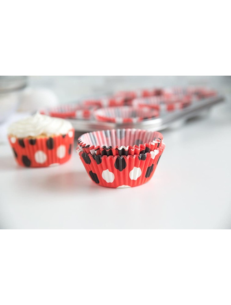 Fox Run Polka Dot Disposable Bake Cups 3 x 3 x 1.25 inches Red with Black - BXYRVTD9U