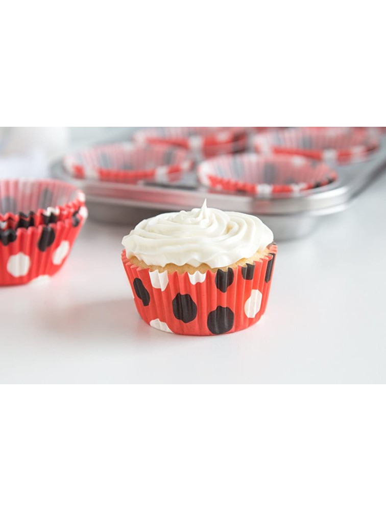 Fox Run Polka Dot Disposable Bake Cups 3 x 3 x 1.25 inches Red with Black - BXYRVTD9U