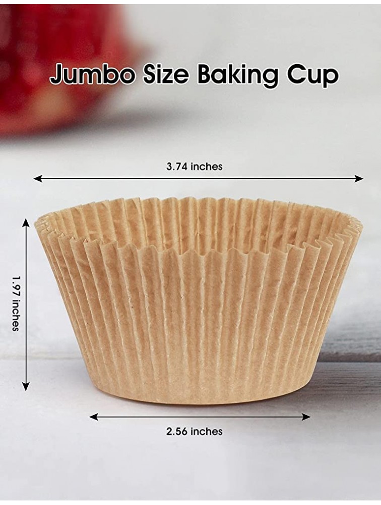 Gifbera Jumbo Cupcake Liners Greaseproof Paper 200 Count Food Grade Odorless Muffin Baking Cups Cupcake Wrappers for Wedding Birthday Natural - BLJLVX65L