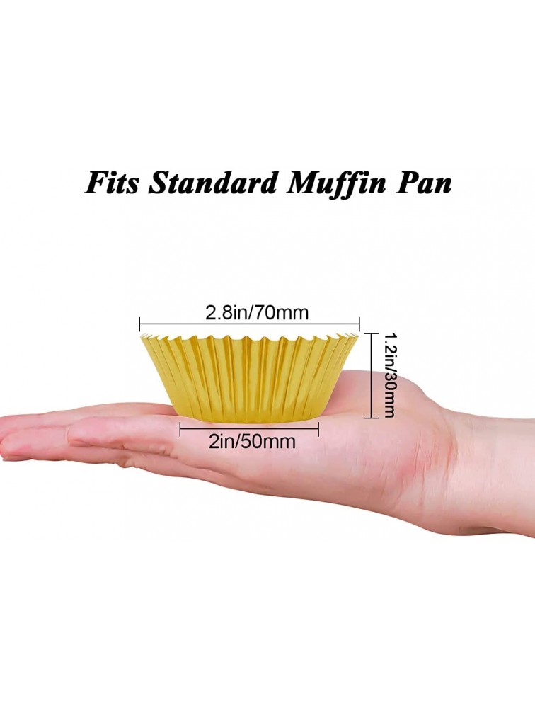 JQinHome Gold Foil Cupcake Liners Standard Baking Cups Muffin Wrappers -Premium Greaseproof & Sturdy Cupcake Papers for Wedding Birthday Party 100-Count Gold - BWLW04B1X