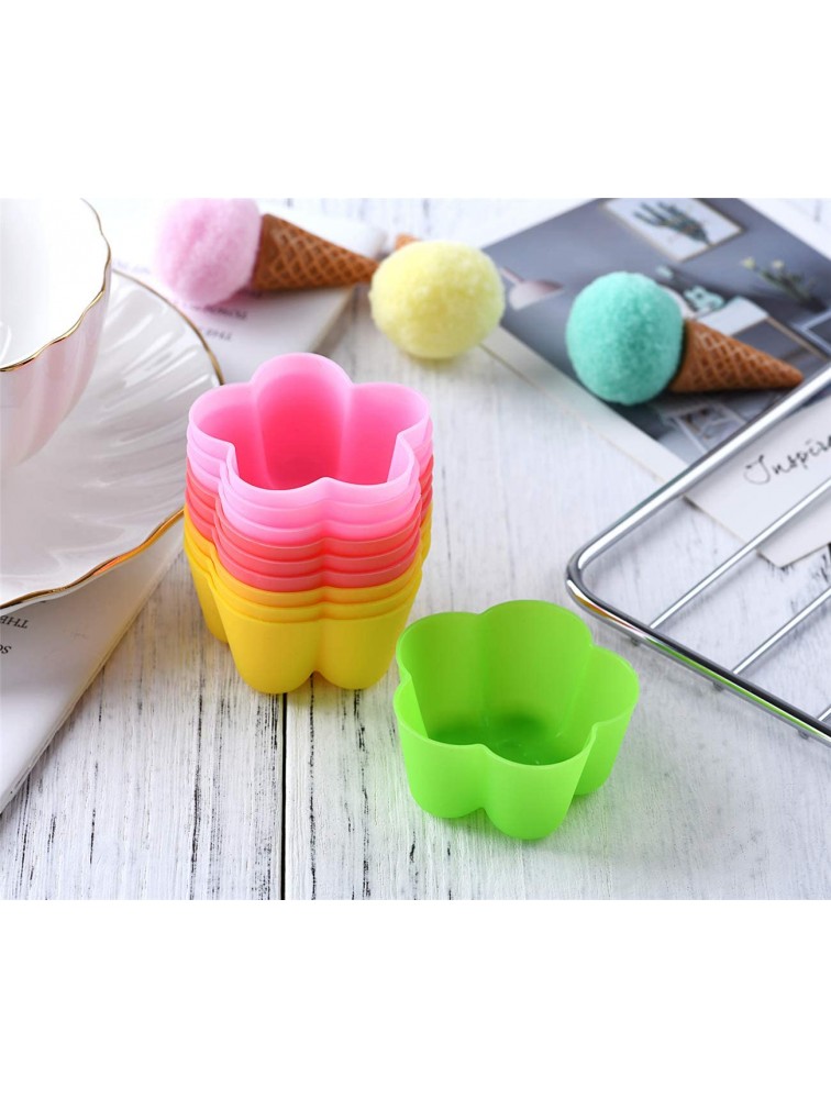 Mirenlife Reusable and Non-stick Mini Silicone Baking Cups Muffin Cups Mini Cupcake Liners Mini Chocolate Holders Truffle Cups -24 Pack-6 Vibrant Colors Flower - B6V9FIQJA