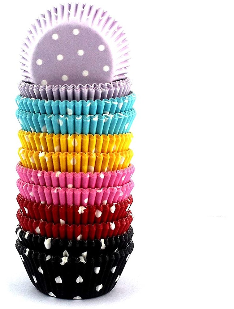 Mkustar 300 Count Mini Cupcake Liners Polka Dots Baking Paper Cups Rainbow - BBM6DFJCN