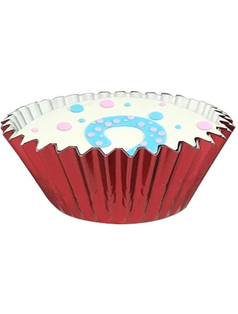 Pinwei 100 Pieces Standard Cupcake Cup Liners Foil Baking Cups Foil Cupcake Liners for Baking Muffin and Cupcakes Decoration Cups Red - B4H4Z2C2V