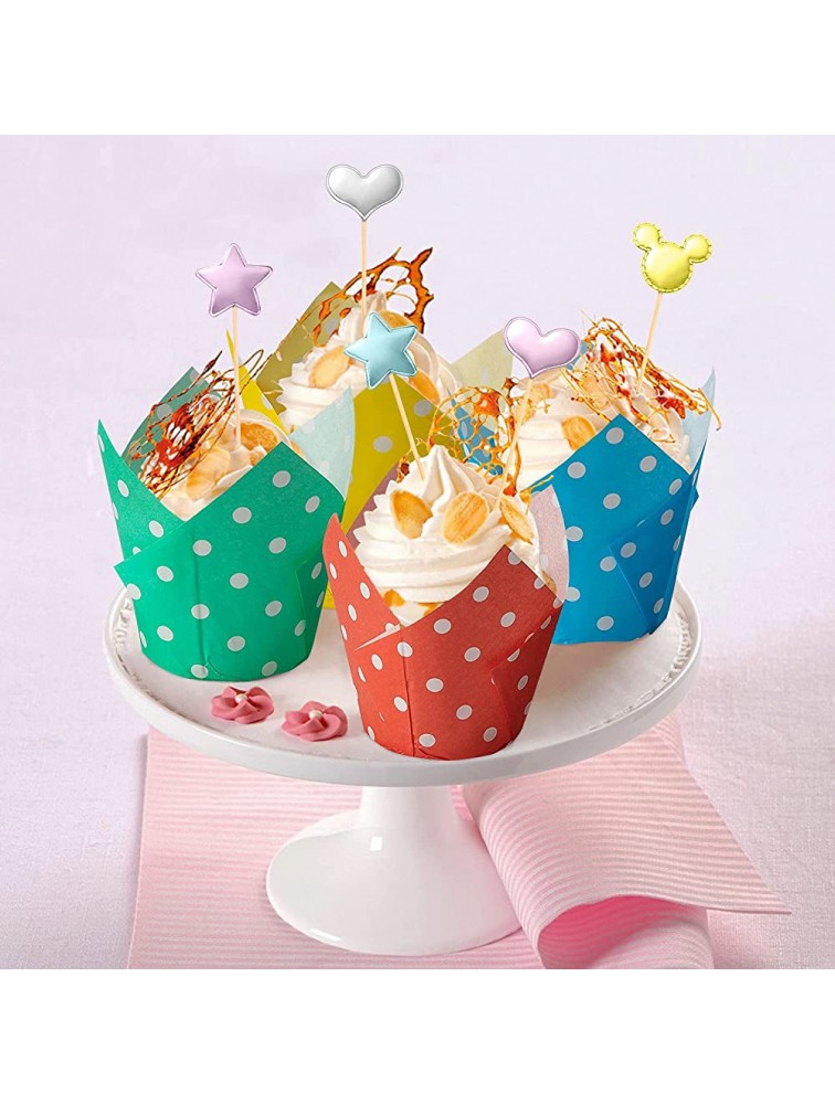 R HORSE 255Pcs Tulip Cupcake Liners Set Muffin Baking Cups Dot Style Cupcake Wrappers for Dessert with Cupcakes Toppers Rustic Cupcake Baking Liner Holders for Kitchen Cooking Baking - B32UUOZ0Z