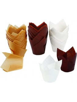 Resinta 150 Pieces Tulip Baking Cupcake Cups Muffin Baking Liners Holders,Rustic Cupcake Wrapper Brown Natural and White - B918YSQKR
