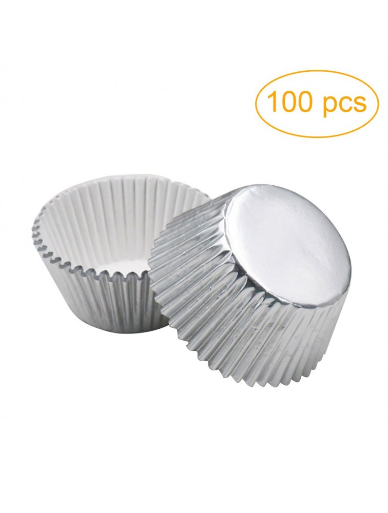 ROSENICE Cupcake Liners Aluminum Foil Cups Cake Muffin Molds for Baking Silver 100 Pieces - BIW9F1AK9