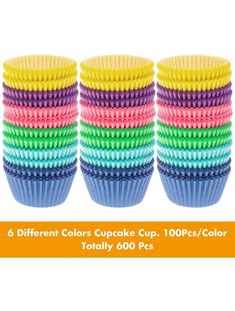 Selizo 600 Pcs Cupcake Liners Cupcake Wrappers Cupcake Paper Baking Cups for Cake Balls Muffins Cupcakes and Candies Assorted Bright Colors - BTYMPWG6Z