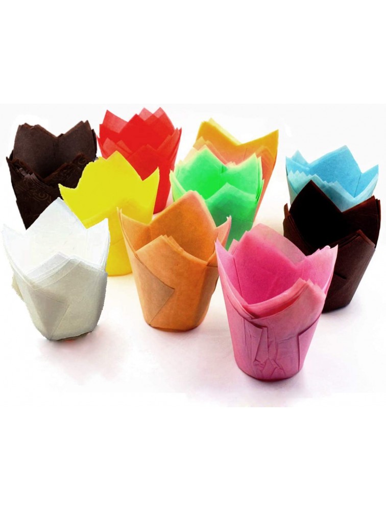 Sinrier 200 Count Tulip Baking Cups Cupcake Muffin Liner for Weddings Birthdays Baby Showers Colourful and Natural - BHTQLDA0Q