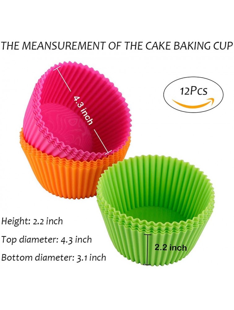 Webake Silicone Baking Cups 4.3 Inch Jumbo Reusable Cupcake Liners Giant Cupcake Mold Non-stick Extra Large Muffin Pans Big Cupcake Holders Pack of 12 - BO18LXJ9E