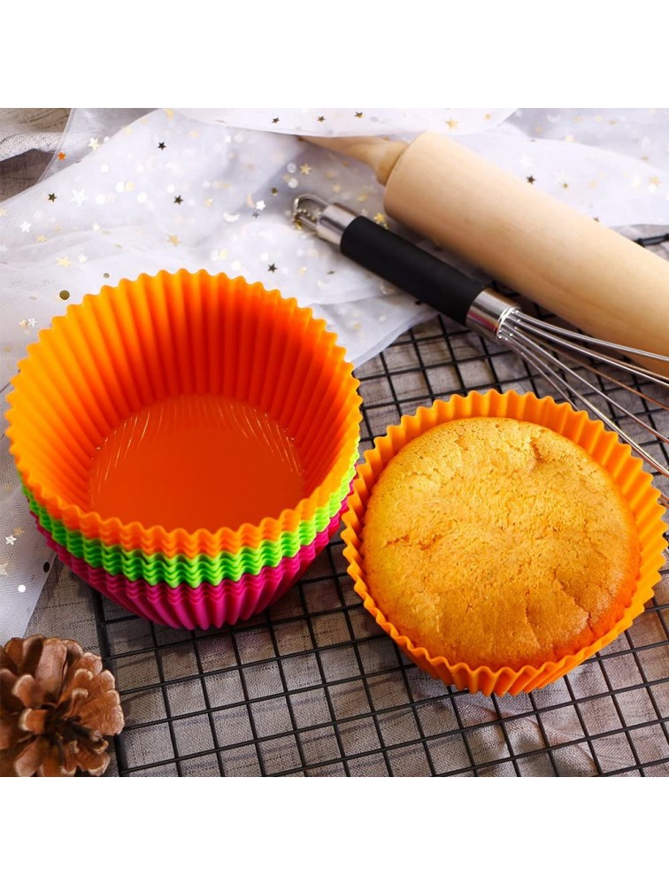 Webake Silicone Baking Cups 4.3 Inch Jumbo Reusable Cupcake Liners Giant Cupcake Mold Non-stick Extra Large Muffin Pans Big Cupcake Holders Pack of 12 - BO18LXJ9E