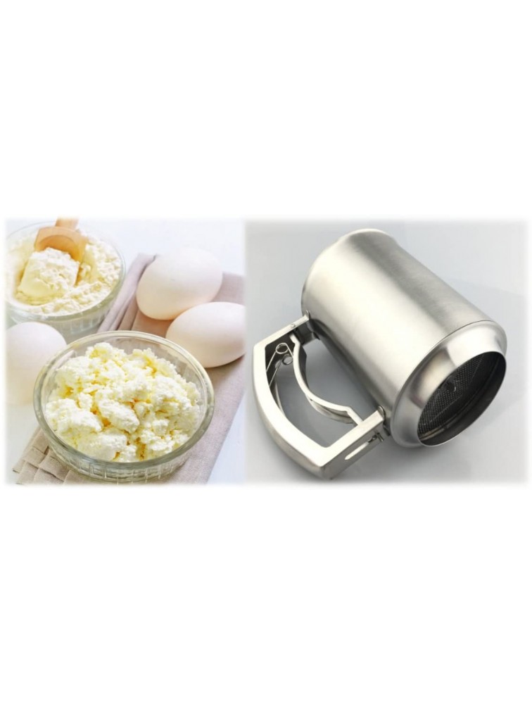 3 Cup Flour Sifter Hand Extrusion 3 Triple-layer Powder Sieve,0.8mm Thick Stainless Steel - BDFDC1XPG