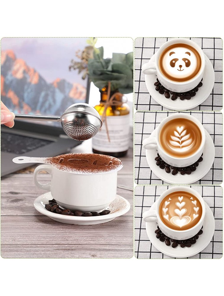 4 Pieces Powdered Sugar Shaker Duster Sifter 16 Pieces Art Template Coffee Mould Tool 4 Pieces Coffee Latte Art Pen 24 Pieces Coffee Accessories Set for Coffee Cake Cookie - B09UILDH2