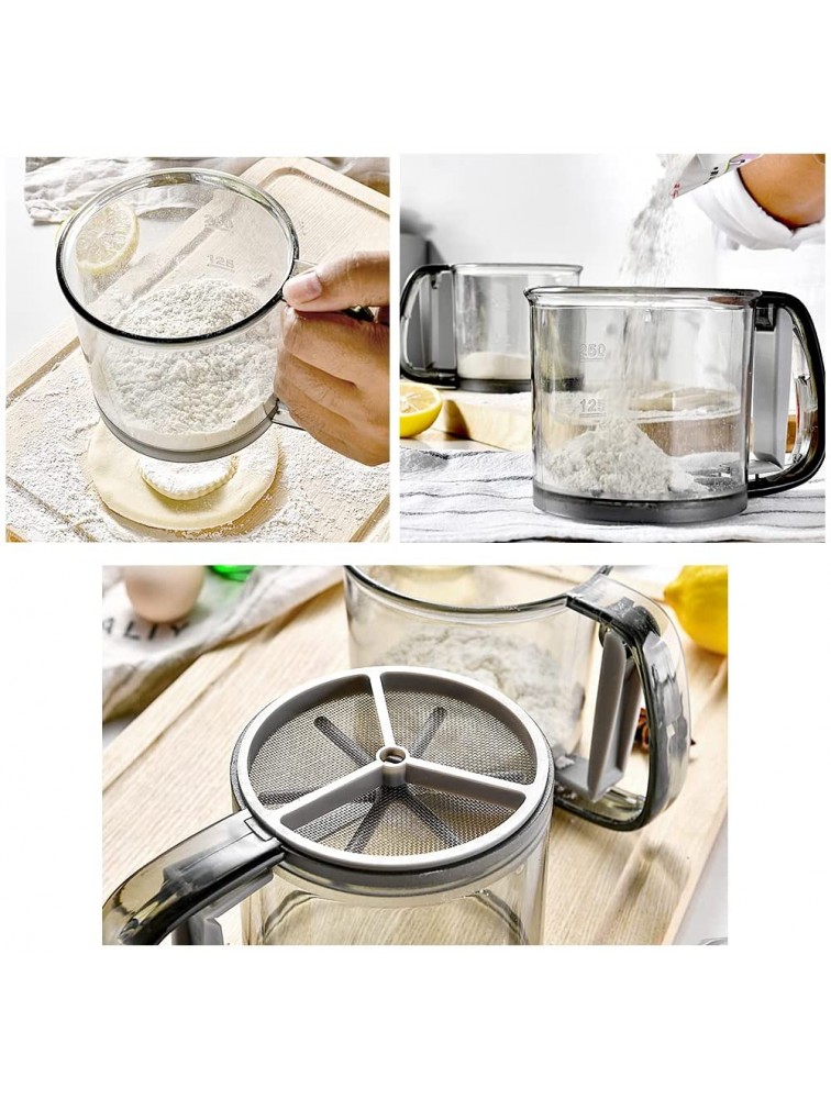 A-XINTONG Transparent Flour Sifter Visible with Scale Handled Semi-automatic Non-stick Sifter Powder Sifter Baking Tools - BEVPMZ7OM
