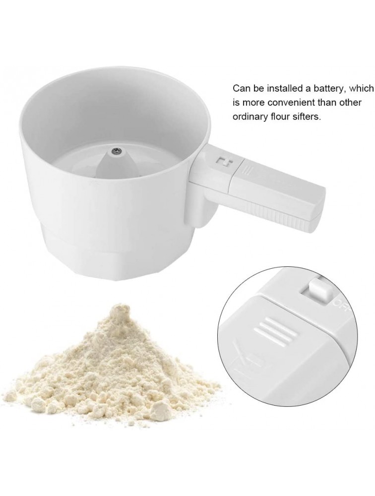 Battery Operated Flour Sifter Handheld Sieve Flour Strainer New Flour 5 Cup Powered Automatic Handed Fine Kitchen Cooking White Handle Ideal Gift for Baker Battery Not Included - B00GBJKJ0