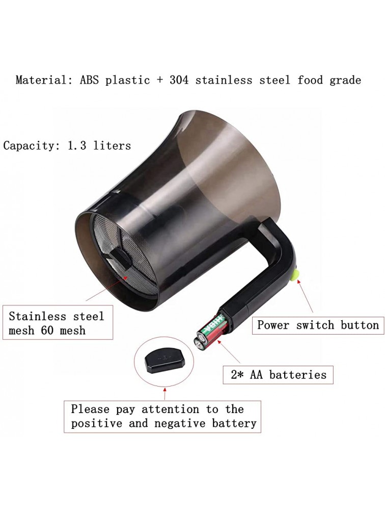 Electric Flour Sifter for Baking 4 cup Flour Sieve Stainless Steel Sifter Handheld Battery Operated Flour Strainer Transparent Plastic Cup Shape Baking Tool Battery Operated Transparent Black - B2WSUHHXJ