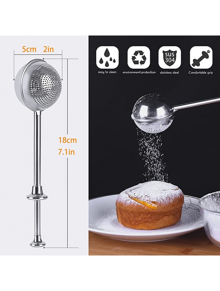Flour Duster for Baking[Set of 2],BOBIPRO 18 8 Stainless Steel Flour Duster Wand with Spring Handle,Flour Sifter for Sugar Flour and Spices - BKIU4PRME
