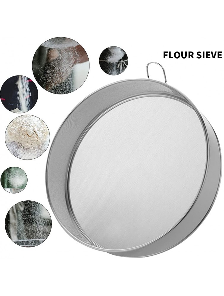 Flour Sieve Sieve Fine Mesh Kitchen Home Stainless Steel With 80 Mesh Flour Sieve Durable Professional RoundSilver - BL5BEWE1D