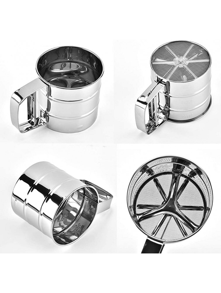 Flour sieve stainless steel material manufacturing,Coffee Sieve Cup,Semi Automatic 2 Cup Sifter for Baking | Fine Mesh Pastry Sieve Cup. - B9K96Q2XB