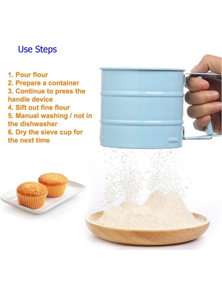 Flour Sifter Baking Sifter Cup Sifter for Baking Flour Sieve with 24 Fine Mesh Stainless Steel Handheld Baking Sieve Cup for Sugar Flour Coffee Powder - BJ8JTWVPD