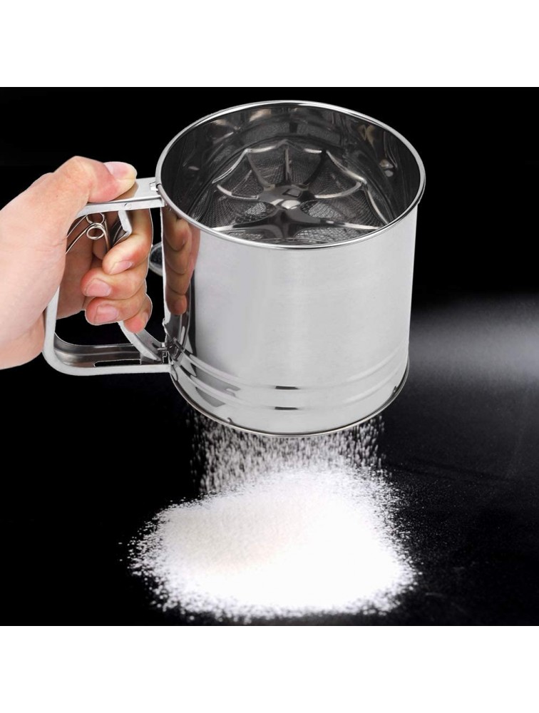 Flour Sifter Stainless Steel Double Layer Manual Sieve Large Capacity Strainer Double-Layer Screen Design Kitchen Cooking Baking Tool - BV2TGXEK6
