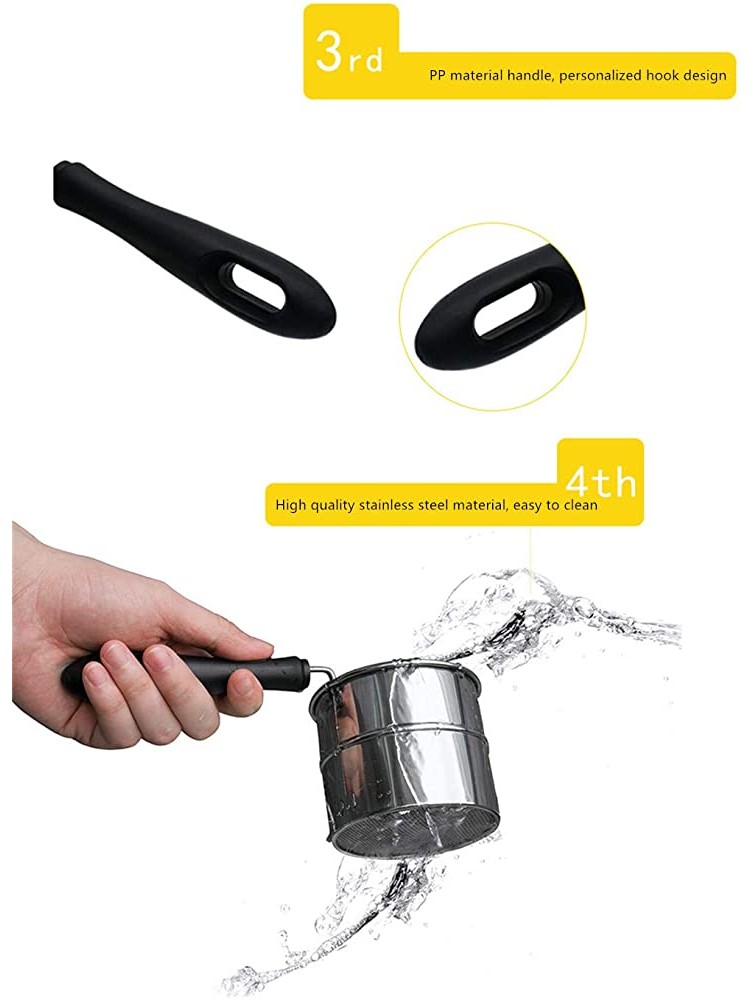 Handheld Flour Sifter-Stainless Steel Flour Sieve Basket Rotary Crank Flour Sifter for Baking Tool Accessories Kitchen Gadgets - B85VJCLT9