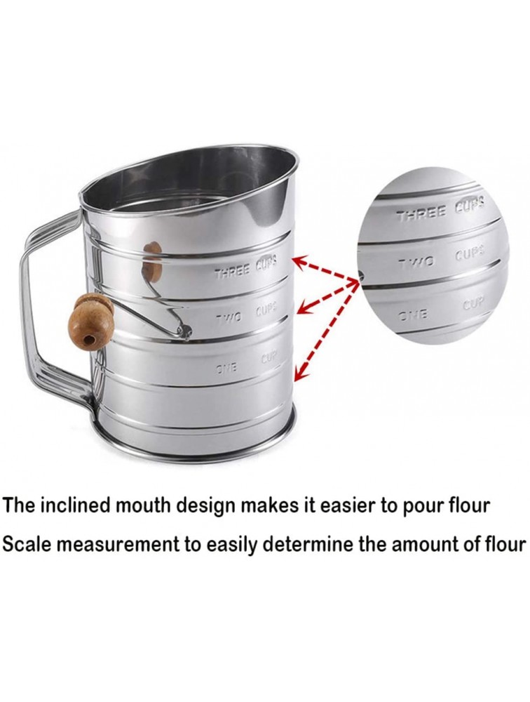 Lichma Hand Crank Flour Sifter Icing Sugar Baking Sifter Wire Agitator Cup Flour Sifter Stainless-Steel Silver Medium - B5MOXM1ZY