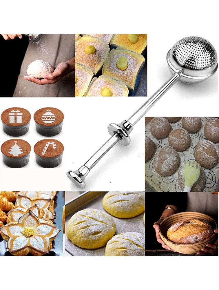 Powdered Sugar Shaker Duster With Lid Sugar Flour Sifter for Baking spice Sifters powder duster sugar powder Flour Duster for baking Tools Dusting Flour Wand for Spices Dust Flour Sifter - BQ6VIH6B0