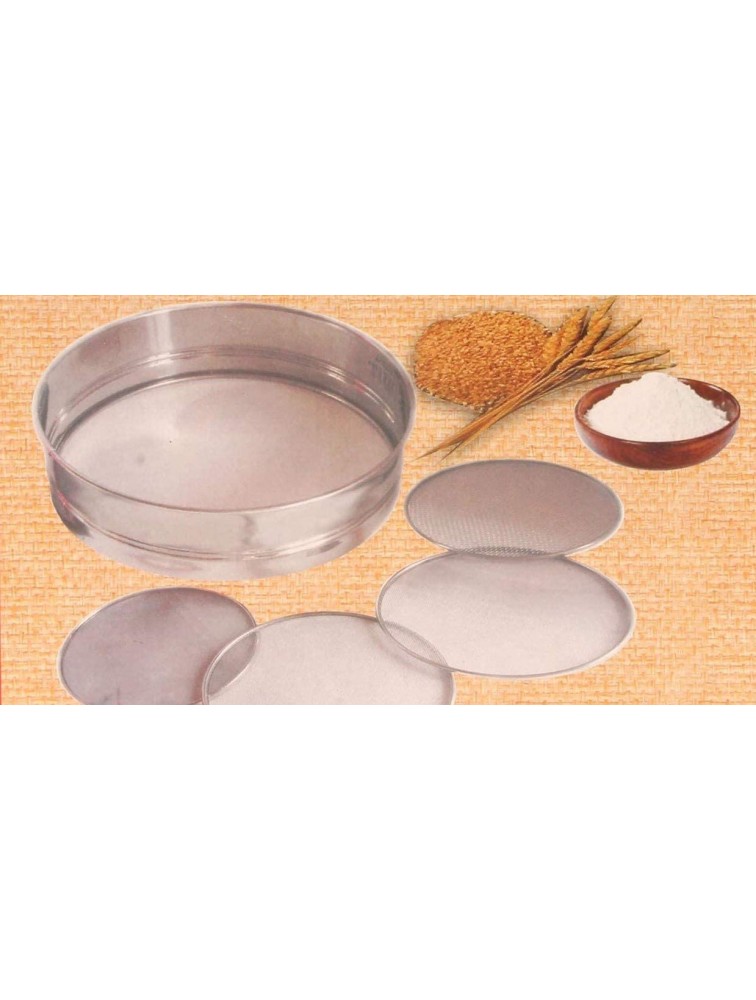 Separator Interchangeable Sieve Set karwa chauth Set of 5 Silver Steel Folding Chalni with 4 screens Stainless Steel Atta Chalni with 4 Nets Original Kitchenware sifter for multipurpose use-1 Pc - B0H5IC2EN