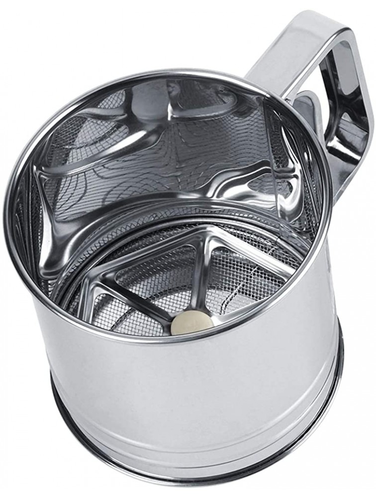 Stainless Steel Flour Sifter Cup Hand Held Squeeze Flour Sifters Small Sugar Powder Flour Fine Mesh Strainer for Cake Cookie Dessert Home Kitchen Recipe Baking and Frying Tool - B6BPTPW2Q