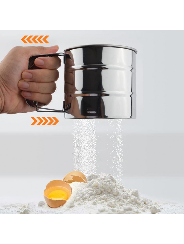 Stainless Steel Mesh Flour Sifter Mechanical Baking Icing Sugar Shaker Sieve Cup for Kitchen Tool - B4DBWLYOO