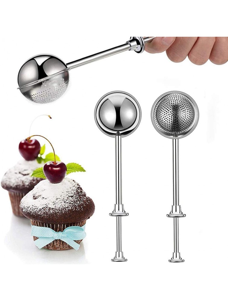 Tvoip 2Pcs Powdered Sugar Shaker Duster Sifter Dusting Wand for Sugar Flour and Spices 18 8 Stainless Stee Pick Up and Dust Flour Sifter Powdered Sugar Sifter Baking Tools - BYTKV07PM