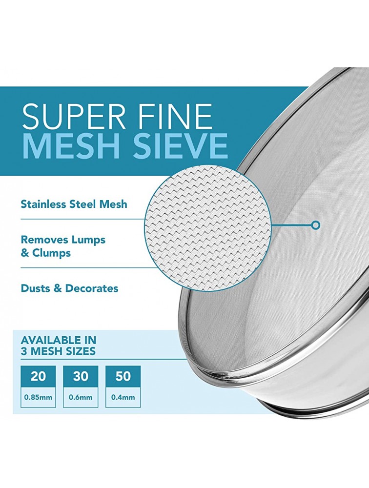 Vollum Stainless Steel Flour Sifter 16.5 Diameter x 2.88 High; Mesh-Hole Size 0.85mm - BRS17YBMU