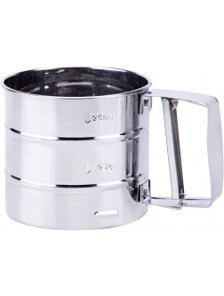 Zerdie Hand Press Stainless Steel Rotary Flour Sifter Double Layers Fine Mesh Sieve for Sifting of Sugar Practical Semi Automatic Sugar Powder Cup - BQ6XM0R1G