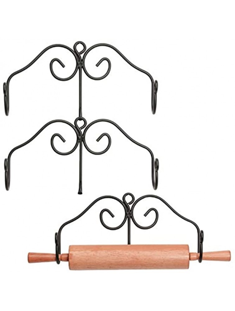 3 ROLLING PIN RACK SET Three Hand Forged Heavy Duty Wrought Iron Racks Amish Blacksmith Handcrafted & Made in the USA - BKIK70279