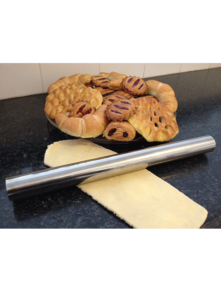 Checkered Chef Stainless Steel French Rolling Pin Metal Rolling Pin for Baking Pasta Fondant Cookies Pizza and Dough. Dishwasher Safe. - BS9L60CO6