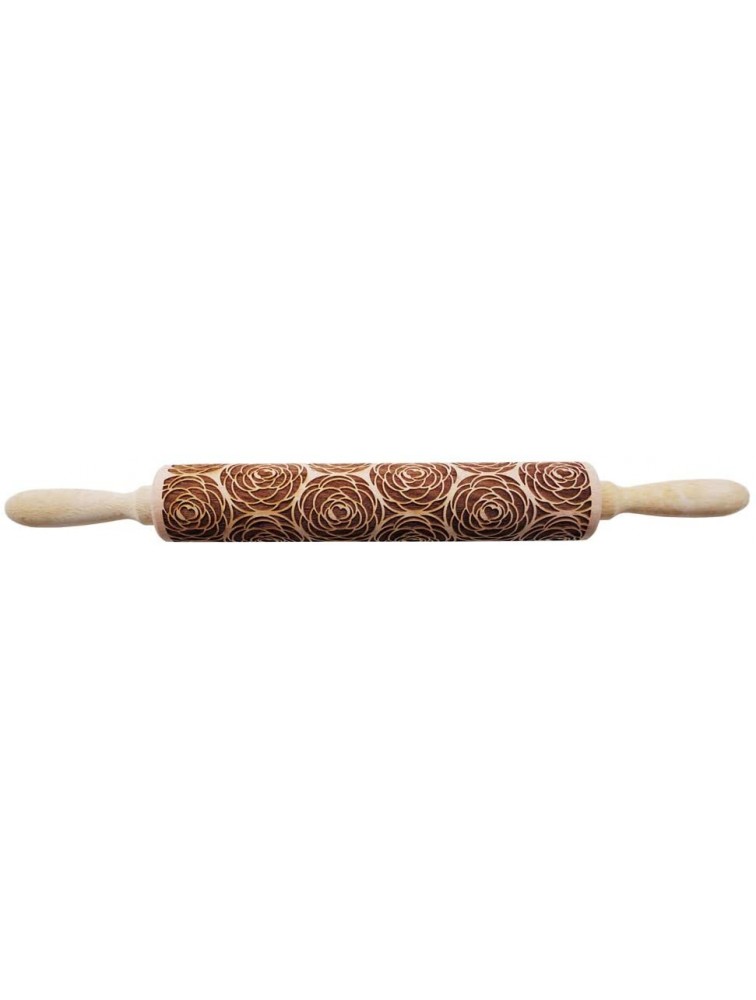 Christmas Wooden Rolling Pin FOLOU Engraved Embossing Rolling Pin with Christmas Tree Deer Pattern for Baking Embossed Cookies for Kids and Adults to Make Cookie Dough K - BPHTV3UPK