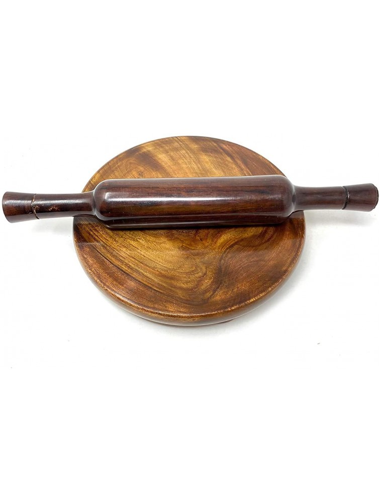 Desrious world Wooden Belan Chakla Circular Board with Rolling pin Set Hand Made Wooden Polpat with Belan Wooden Chakla Belan Set Wooden Kitchen Utensils for Roti Making from India - BF7D3I2VN