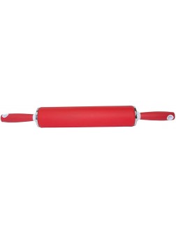 DoughEZ 21.5-Inch Non-Stick Silicone Rolling Pin with Contoured Handles Dishwasher Safe BPA Free Red - BTBGP5SD3