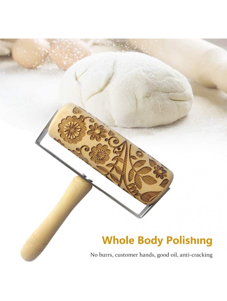 Embossed Rolling Pin Diy Tool for Homemade or Christmas Cookies Baking Laser Engraved Rolling Pin for Kitchen Pastry Dough Fondant Cake Baking - B2CW1IEFL