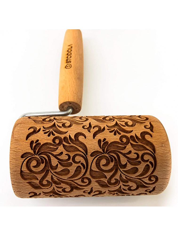 Engraved Mini Rolling Pin with Pattern for Embossed Cookies FOLK DECORATIVE - BCRWM39CE