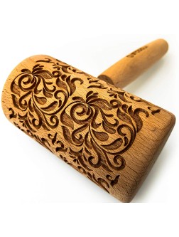 Engraved Mini Rolling Pin with Pattern for Embossed Cookies FOLK DECORATIVE - BCRWM39CE