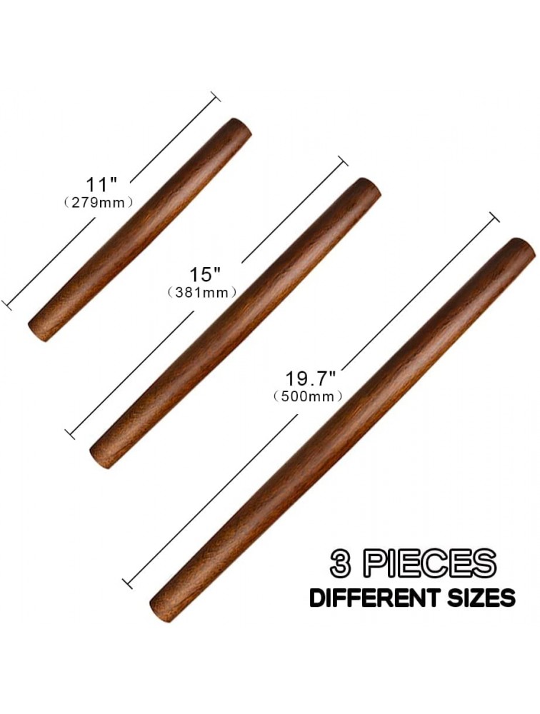 French Rolling Pin 3 Pieces Different Sizes 19.7inches 15inches 11inches for Restaurants and Home Kitchens to Make Various Sizes of Bread - BGSERYJG2