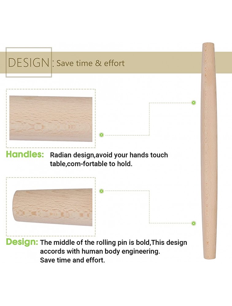 French Rolling Pin for Baking 18 Inch Gifbera Better Wood Beech Dough Roller Baking Utensils for Pizza Bread Pastry Fondant - B64C3TD8F