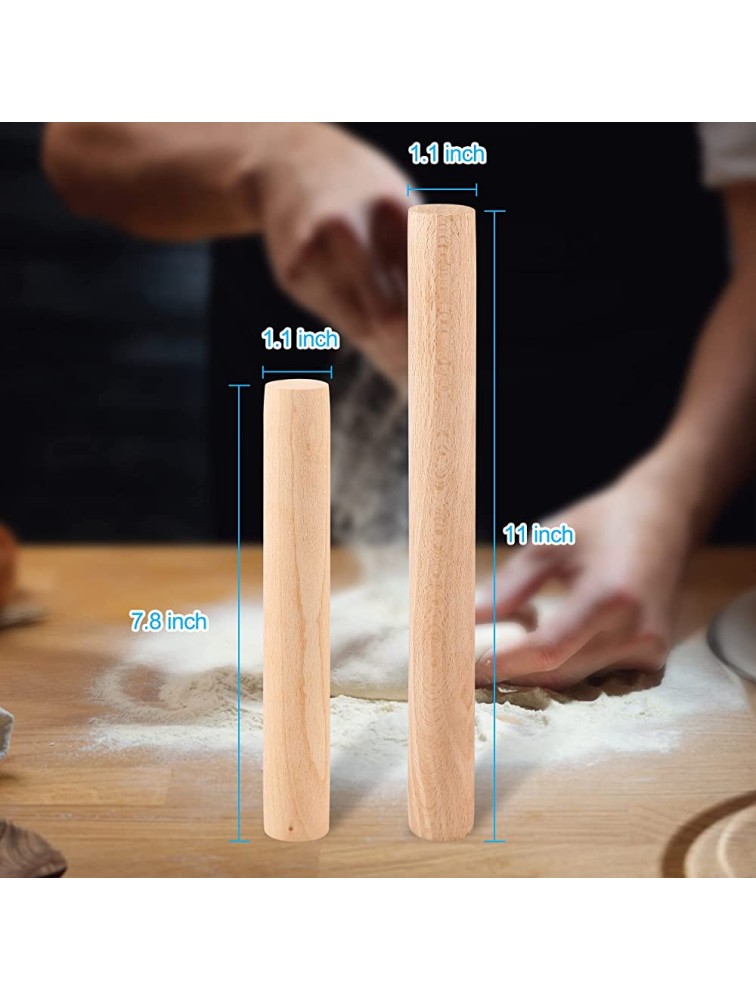 French Wooden Rolling Pin Non Stick Surface Essential Kitchen Tool,for Gift Baking Pizza Pasta Cookies Beech wood two-pack - B49WT0NYH