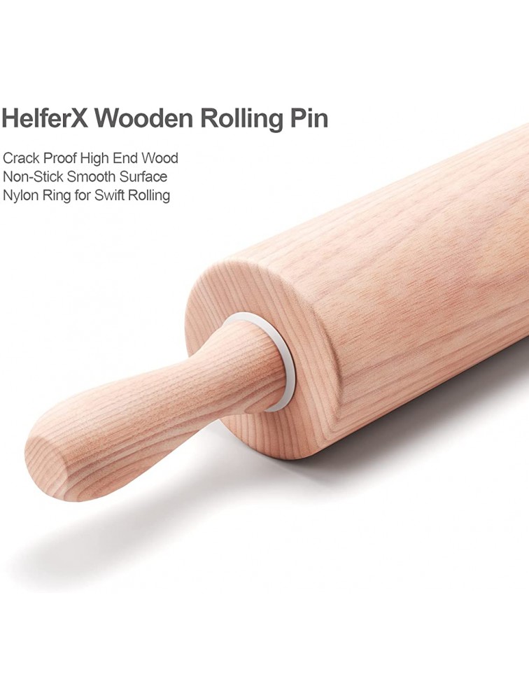 HelferX 9 inch Small Wooden Rolling Pin for Baking - B3FSDU2R7