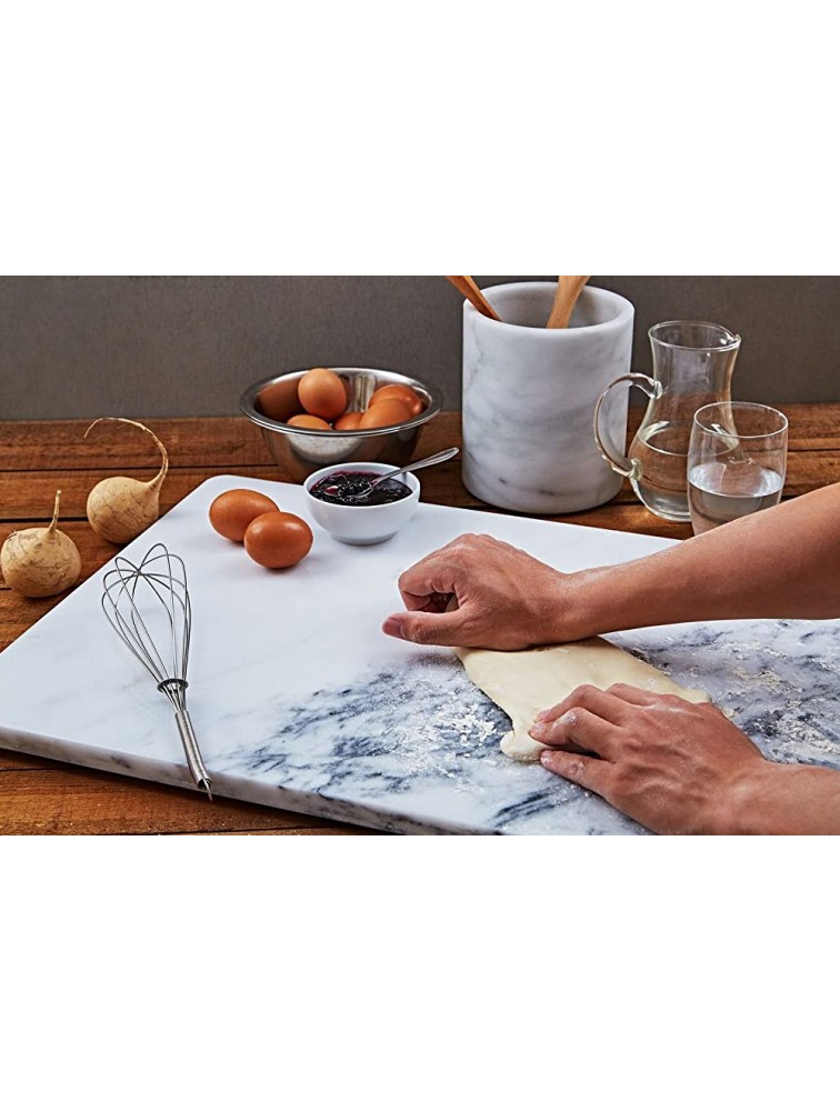 JEmarble Pastry Board 16x20 inch Set with Rolling Pin Wooden Handles 18 inchWhite Non-Slip Rubber Feets for Stability Perfect for Keep the Dough Cool and Chocolate TemperingPremium Quality - BDQOP1H85