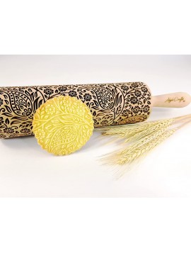 KASHMIR pattern Embossed Rolling Pin. Engraved Dough Roller with Paisley for Embossed Cookies and Potery by Algis Crafts - BTZO1ZBYA
