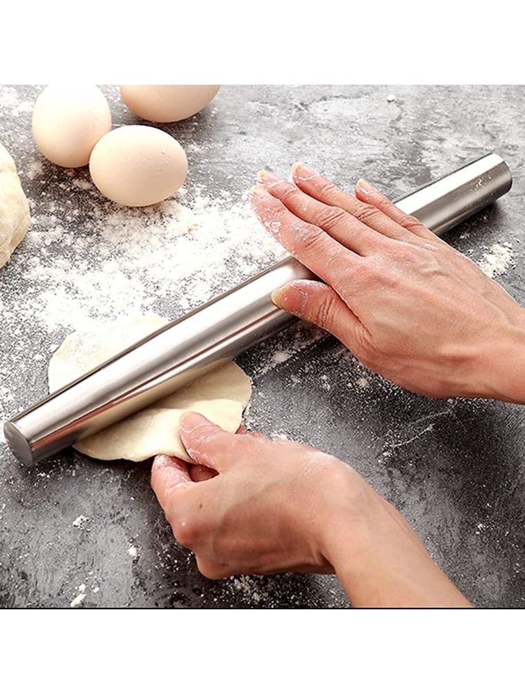 KUFUNG Professional French Rolling Pin for Baking Top-Grade Stainless Steel Light Weight Easy to Roll Design | Metal Rolling Pin & Fondant Rolling Pin for Pie Crust Cookie Pizza Dough S Silver - BLD1QN0EM