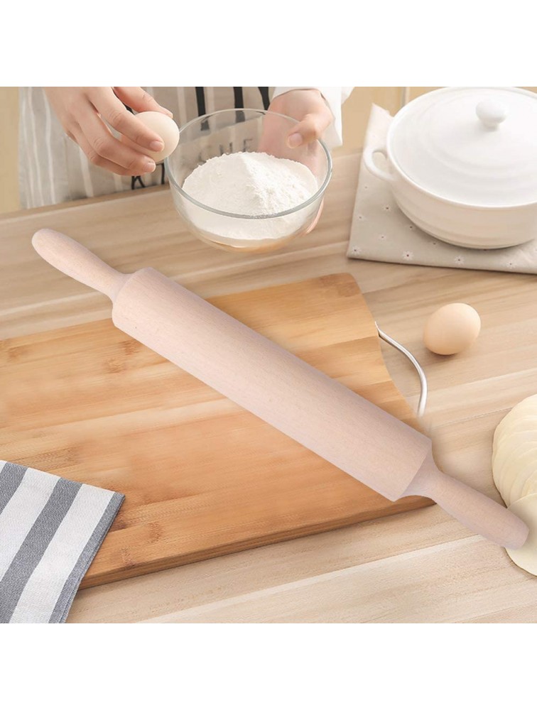 Meilexing Rolling Pin Beech Wood Wax Free Professional Dough Roller for Baking Pasta Pizza Fondant Cookie Noodles Bread 15x1.5 inch（With handle）,the roller is 9 inch - BK23FG7WM